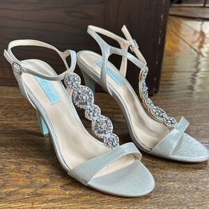 Betsey Johnson Silver Strappy Heels